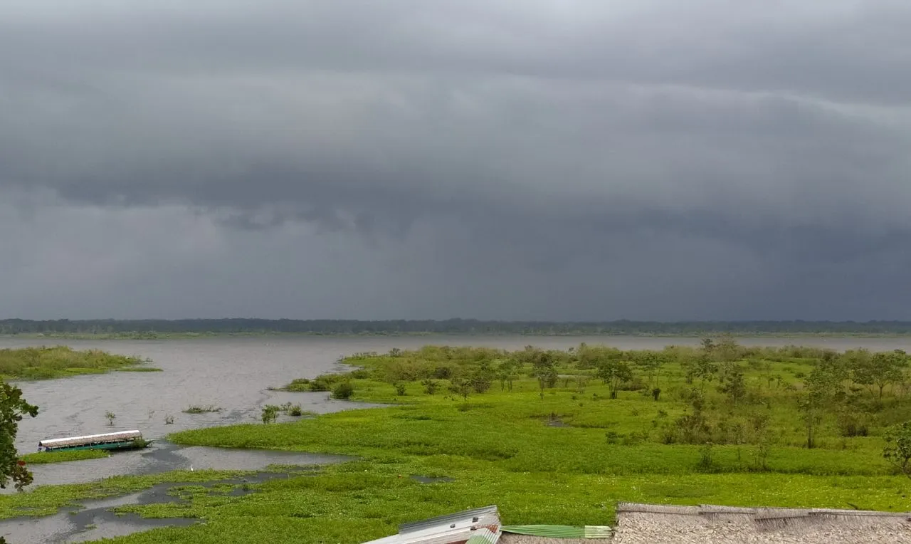 A imagem ilustra a chuva em uma determinada área